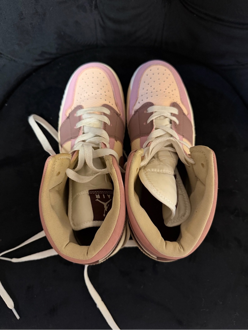 Nike Women’s Pink and Brown High-Top Sneakers with Cream Accents